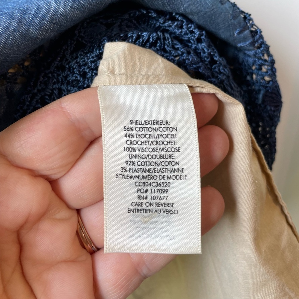 alice +‎ olivia Tona Crocheted Patchwork Chambray… - image 7